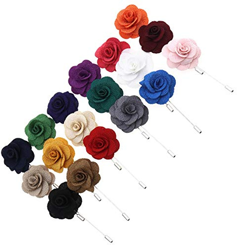 BIYM 18pcs Homme Boutonnière Épinglette Rose Fleur Assortie avec Boîte-Cadeau de Mariage Partie Corsage Hommes Costume