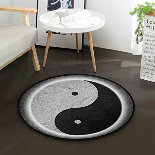 Mnsruu Chinesischer Yin Yang Kunstwerk runder Teppich für Wohnzimmer Schlafzimmer 92 cm Durchmesser