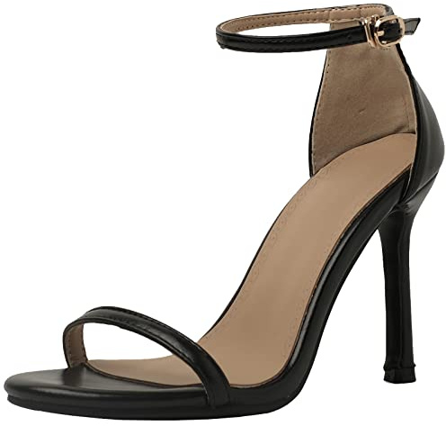 StyliShoes Donna cinturino alla caviglia Abito scarpe tacco sandali con punta aperta e tacco a spillo, Nero , 37 EU