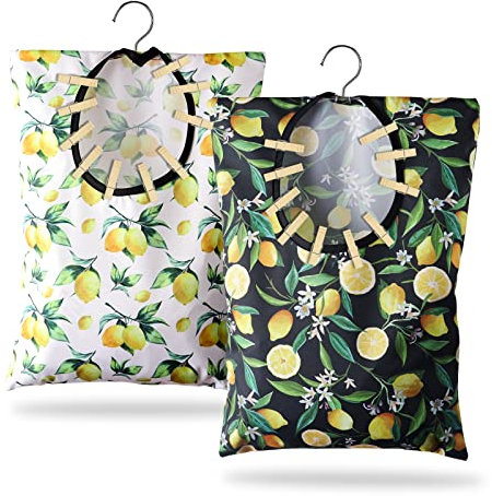 Wäscheklammerbeutel mit Haken zum Aufhängen, 38,1 x 27,9 cm, aus Leinen, wasserdicht, mit großer Öffnung, 2 Stück