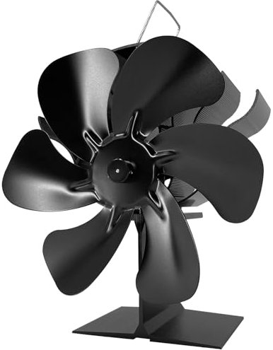 YAZIONG Ventilateur Poele à Bois 6 Pales avec Thermomètre, Ventilateur de Cheminée Alimenté Par la Chaleur pour Poêle à Bois/Cheminée/Gaz/Bûche (Mini)