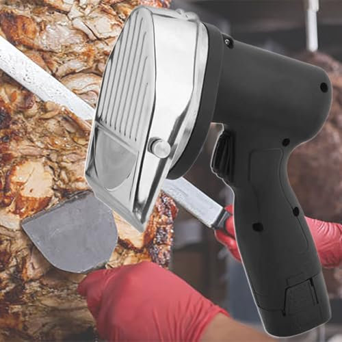 Beachtiful Couteau Gyroscopique sans Fil, Trancheur de Kebab électrique, Coupe-Viande Shawarma Commercial, Couteaux à Kebab Portables sans Fil avec 2 Lames pour Restaurant,Maison en Plein Air,2 Piles