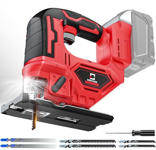 Milwaukee M18 Battery Puzzle, Cordless Jigsaw Tool, Brushless Motor, Variable Speed, Beveled Angle (0°-45°), LED Light with 3 Position Orbital Adjustment for