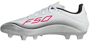 adidas Unisex F50 Messi Club Firm Multi Ground Football Boots Fußballschuhe, Cloud White/Lucid Red/Silver Metallic, 42 EU