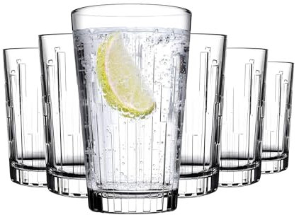 Pasabahce Longdrinkgläser 6er Set Wassergläser 330ml, Trinkgläser Set, Highball Gläser, Longdrink Gläser Set, Cocktail Gläser, Bier Glaser, Cocktailgläser, Spülmaschinenfest (6er Set)