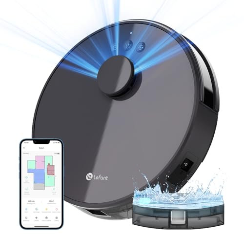 LEFANT M1G Robot aspirapolvere con funzione di pulizia, 4000Pa, navigazione LiDAR, mappatura multistrato, area virtuale, collegato Uber Alexa/APP/WiFi, perfetto per peli di animali, tappeti, pavimenti