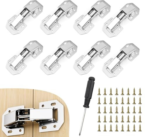 Cabinet Hinges with Screws, 8PCS Kitchen Units Door Hinges, Concealed Cupboard Door Hinge, Kitchen Cabinet 90° Doors Hinge for Kitchens Cupboard Doors Bathroom Cabinets Wardrobe