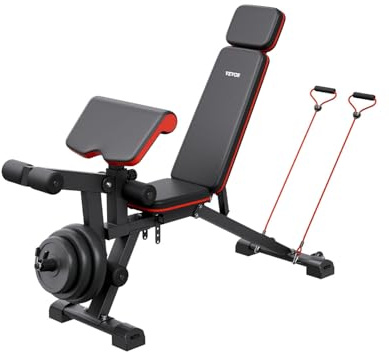VEVOR Weight Bench, 800lbs Adjustable Weight Bench Press for Full Body Workout, Exercise Sit up Bench for Home Gym Strength Training, Flat Bench with with Leg Extension, Preacher Pad, Fast Adjustment