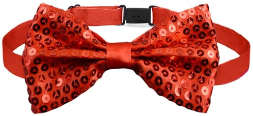 LXOrdora Nœud papillon à paillettes pour enfants pré-noué, Rouge, taille unique