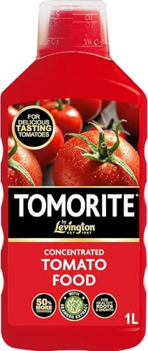 Levington Tomorite Plant Food Concentrate 500ml, 1L & 2.5L – Liquid Fertiliser for Tomatoes, Peppers & Vegetables – High Potash Feed for Strong Growth, Rich Taste & Heavy Crops (1 Litre)