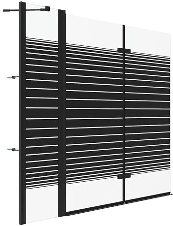 YAKE Pannello doccia per vasca da bagno, 150x140 cm, 3 pezzi, parete pieghevole, divisorio doccia in vetro ESG 5 mm, rivestimento NANO