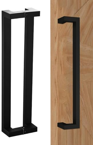 Berriphonia Maniglia per porta in acciaio – Doppia maniglia curva, tubolare quadrata | Porta d'ingresso per porta d'ingresso armadio da cucina camera da letto casa casa all'aperto sul posto di lavoro