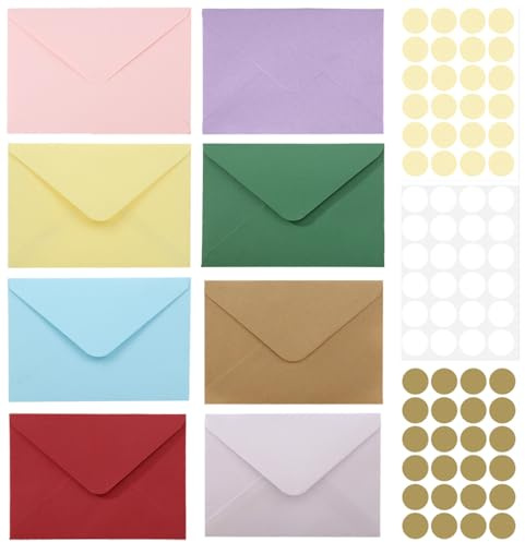 40 sobres de colores, sobres Kraft, 12.5 * 17.5cm, con 3 hojas autoadhesivas para cumpleaños, 8 colores, para tarjetas de boda, tarjetas de cumpleaños y artículos para fiestas.