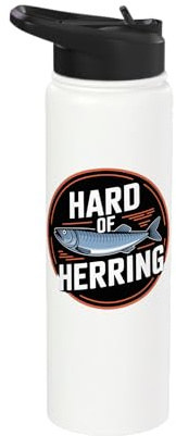 Hard Of Herring Fishing Pun Angler Hobby |- Stainless Steel Insulated Water Bottle