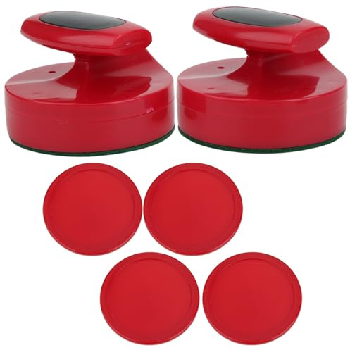 LUCKDANO Airhockey Stort Hockeyspelbord 94 Mm Nylon Slider Pusher Set med 4 Puckar Tillbehör - för Standardbord - ABS-material i Rött
