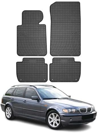 OMAC Gummi Fußmatten kompatibel mit BMW 3er Limo Touring E46 1998-2005 Automatte Schwarz 4X