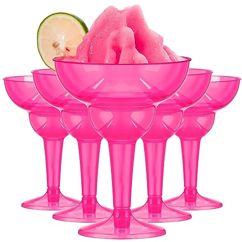 Tioncy 48 Pcs Disposable Plastic Margarita Glasses 12 oz for Mexico Cinco De Mayo Fiesta Taco Party Decorations Martini Glasses Bulk Cocktail Glass for Wedding Mexican Theme Carnivals(Rose Red)