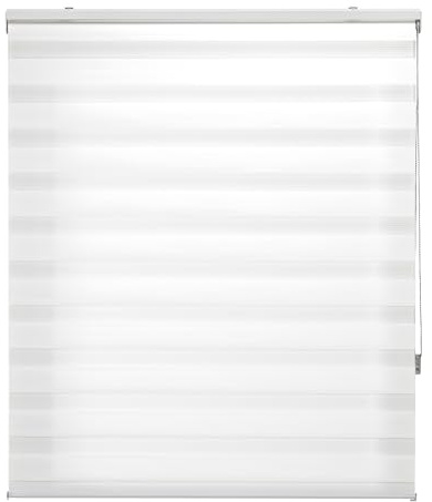 INTERBLIND Store Enrouleur Jour et Nuit élégant Dimensions 150 x 180 cm (l x h) - Store Enrouleur Facile en Tissu 147 x 175 cm - Coloris Blanc