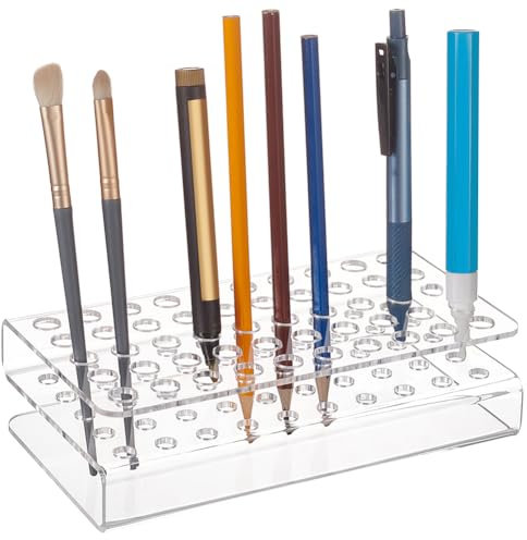 PH PandaHall Transparenter Acryl-Stifthalter mit 50 Löchern für Bleistifte, Pinsel, Marker, Display und Aufbewahrung