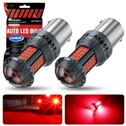 KaiDengZhe 1156 BA15S LED-glödlampor, röda P21W LED-motstånd inbyggt CANBUS felfritt anti-hyperblixt 7506 1141 1156A glödlampa med ersättningsprojektor för stoppljus, backljus