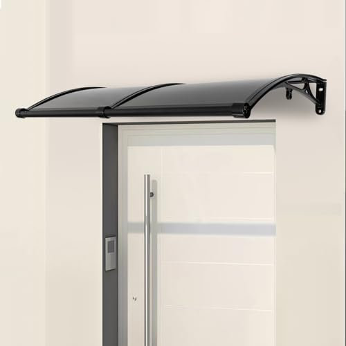 AußEnbereich Vordach HaustüR Bogenvordach Rechteckig HaustüRüBerdachung Arch Canopy Türüberdachung Fenstermarkise Balkonabdeckung für Fahrradunterstände Pavillons 60 * 120cm (Schwarz+Braun)