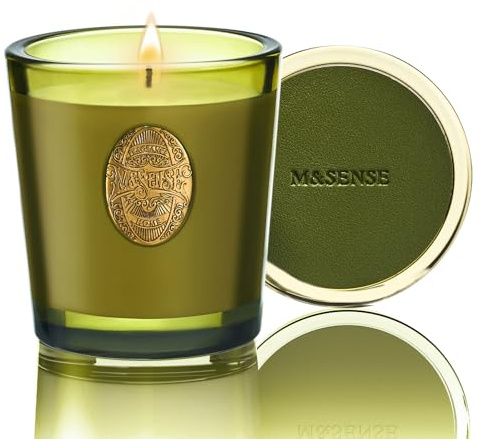 M&SENSE Bougie Parfumée Cabane forestière,260g Bougie Parfumée en Pot Bougie de Soja Naturelle,50 Heures de Combustion,Cadeaux Bougies Cadeau Anniversaire Pour Femmes & Hommes