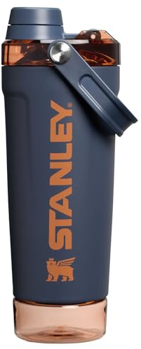 Stanley Activate Shaker Bottle 20 oz | Leakproof Insulated Stainless Steel Shaker Cup | Base Storage and Twist On Fast Flow Lid | Protein Shakes and Pre Workout Powder | BPA-Free | Twilight