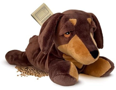 Habibi Plush Cuscino termico per bambini e adulti – Bassotto 2045 con imbottitura di miglio, peluche termico per riscaldare nel forno a microonde/forno, ideale anche per bambini