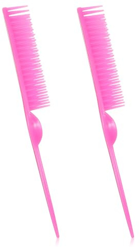 2 Pcs 3 Row Styling Comb for Natural Detangling, Curling Hair Styling Brush Unbraider Teasing Rat Tail Comb Used for Combing, Separating and Shaping Curls (Pink)