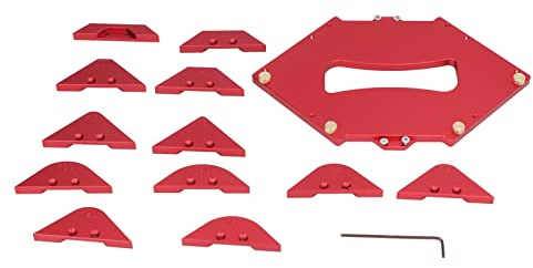 Router Table Corner Jig Aluminum Alloy Radius Templates Kit, Woodworking Treatment Tools, Professional Carpenter Fillet Gauge with T10 - T40 R5 - R40 Templates for DIY Woodwor