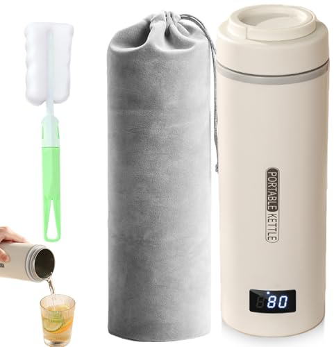 Bollitore elettrico da viaggio piccolo, 500 ml, in acciaio inox 316, per teiera a pressione, mini caldaia portatile, chiusura automatica per caffè, tè, latte per bambini, campeggio
