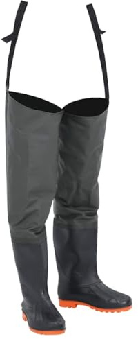 Kaloriko Bottes en caoutchouc imperméables en polyester enduit de PVC avec bretelles réglables pour pêcheur, chasseur, nettoyage de bassin et en plein air Vert foncé Taille 42