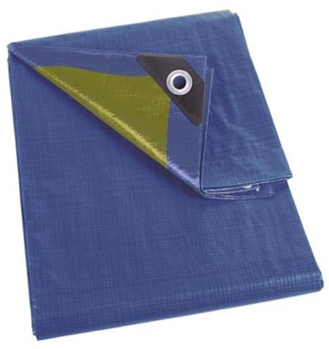 Perel Lona Impermeable 5 x 8 m de poliéster 110 g/m², Cubierta Rectangular con 26 Ojales y Esquinas reforzadas para Uso Exterior