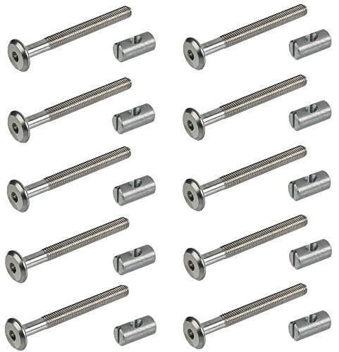 Gedotec Möbelverbinder Bett & Schrank Flachkopfschraube M6 x 90 mm mit Quermutterbolzen | Stahl verzinkt | Verbindungsschrauben für Möbel & Holz | 50 Stück - Möbelbeschläge Bettverbinder-Schrauben