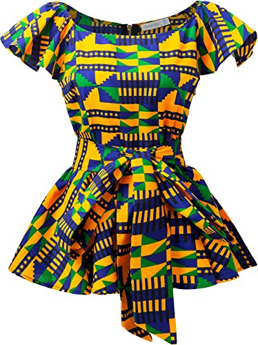 Shenbolen Womens Dashiki Tops Sleeveless Summer African Printed Slim Fit Shirts Blouse - Gold - XL