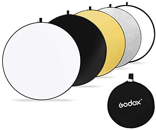 GODOX 32” 80cm 5-in-1 zusammenklappbarer tragbarer Disc-Lichtreflektor mit Tasche für Studio und Fotografie - Gold, Silber, Schwarz, Weiß, Durchscheinend. (SM-RFT05-80cm)
