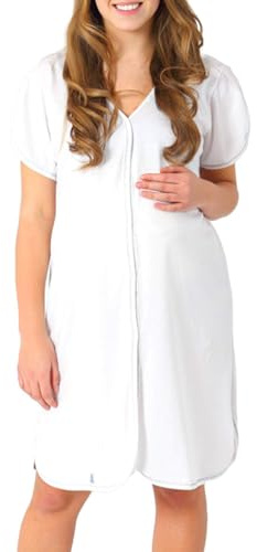 MYSANITY Camicia da Parto in Bamboo Mezza Manica con Apertura Frontale, Camicia da Notte Premaman per Clinica e Allattamento