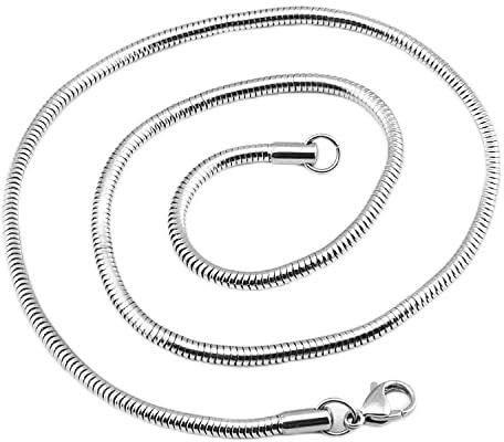 INFINIQUE CREATIONS Stainless Steel Silver Round Snake Chain Necklace Men Women 1mm to 3mm 7 to 30 (22, 1.5mm, Silver)