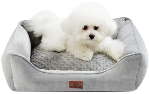 Snocyo Hundebett Kleine und Mittelgroße Hunde, Katzenbett Flauschig und Kuschelig, Waschbar und Super Weiches Hundesofa Hundekissen, Gepolstert Hundematte, Grau, 65×55×18cm