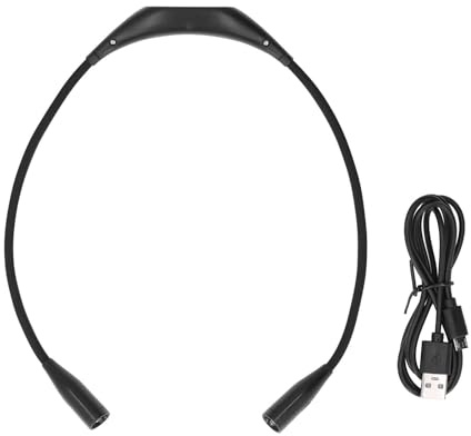 Halslampa USB-uppladdningsbar Boklampa för Läsning USB-halslampa 3 Ljusstyrkanivåer 360° Flexibel LED-halsläslampa för Löparreparation (Svart)