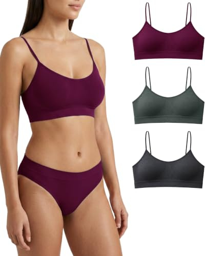 Risalti Sujetador Sin Aros Hombros Estrechos 3Pzs - Bralette Mujer en Microfibra Suave, Sujetador Sin Costuras y Etiquetas, Elástico, Cómodo Diario - Made in Italy