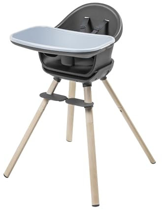 Maxi-Cosi Moa 4-in-1 Evolutive Highchair, 6 Months - 7 Years, 0-25 kg, Adjustable Baby High Chair, Transforms to Booster Seat, Toddler Stool & Small Desk with Seat, Beyond Graphite