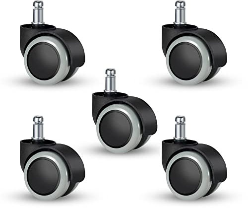 5 Stück 11 mm Universale Bürostuhlrolle, Hartbodenrollen, Drehstuhlrollen, Ersatzräder für Gamingstuhl, Bürostuhl, Gaming Stuhl, Drehstuhl, Grau