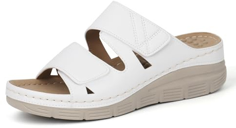 Ortho+rest Femme Sandales Arche Support Slide Orthopédique de Marche Orthopédiques Sandales(White,38)