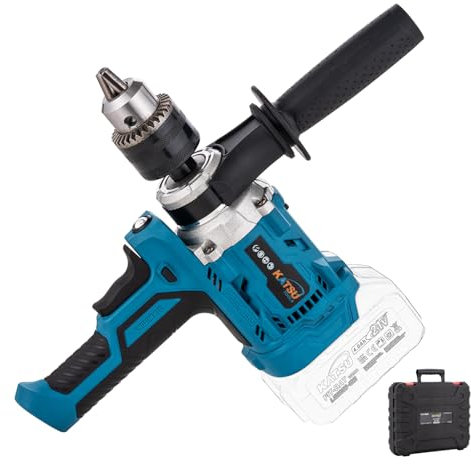 Katsu FIT-BAT - Trapano per miscelazione di malta cementizia senza spazzole senza fili, 21 V, mandrino da 16 mm, velocità continua, cambio a 2 marce, miscelatore portatile per intonaco, trapano a foro