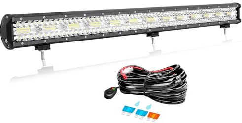 AUXTINGS Barra LED todoterreno de 37 pulgadas, 94 cm, 260 W, con cableado de 12 V, foco de inundación, luz LED, luces de trabajo para vehículos 4 x 4, todoterreno, SUV, UTE, ATV, barco, impermeable