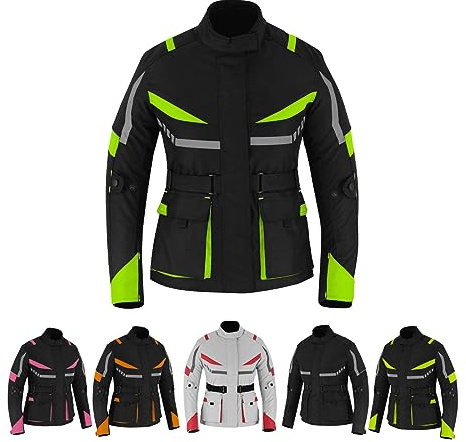 Hive Moto Womens Motorcycle Biker Jacket Ladies Waterproof Cordura Coat Motorbike CE Armour Girls Motocross Vest (US, Alpha, Large, Regular, Regular, Green)
