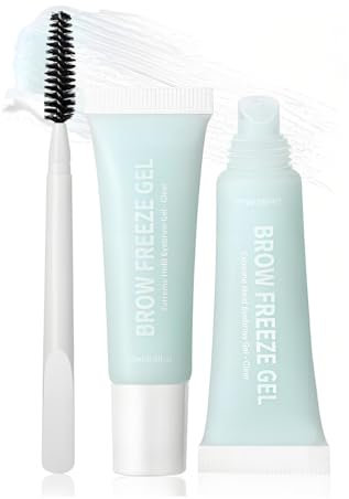 Gel transparente para cejas, kit de pegamento impermeable para cejas con pincel, gel fijador de cejas de secado rápido y larga duración, pegamento 2 en 1 para cejas y pestañas a prueba de manchas