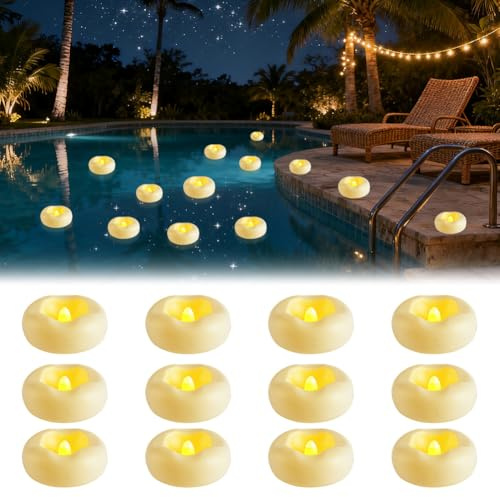 12 velas flotantes LED flotantes, velas flotantes, velas de agua, sin llama, flotantes en agua, para bodas, fiestas, piscinas, baños, 12 unidades