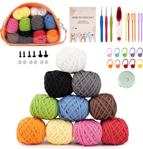 LetCart 36 Piezas Crochet Kit Completo Para Principiantes Y Expertos, Kit Ganchillo, Kit Para Tejer, Con Bolsa Y Lana, Juego De Ganchillo Premium Con Accesorios De Punto E Hilo (Monocolor)